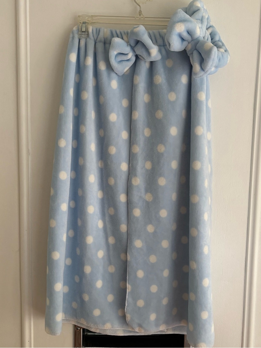 Plush fleece bath/shower wrap with matching headband
